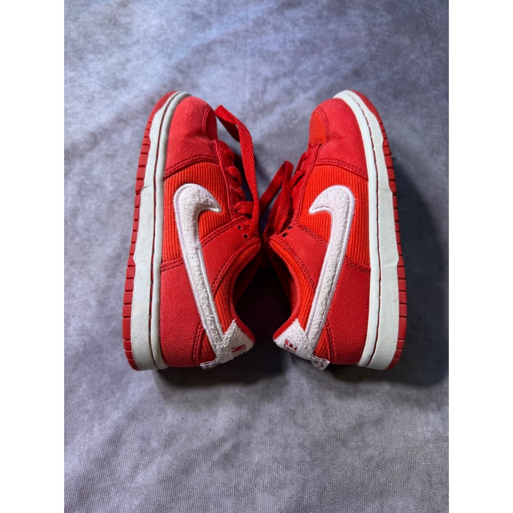 Nike Dunk Low Valentines Day Red Corduroy Fleece Swoosh FZ3548-612 Kids GS - Picture 7 of 9